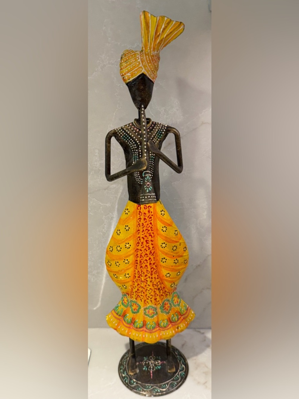 Traditional Rajasthani Iron Figurine - Hand Painted